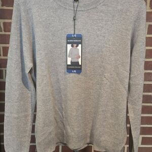 Mario Serrani Light Gray 100% CASHMERE Crewneck Sweater Large NEW